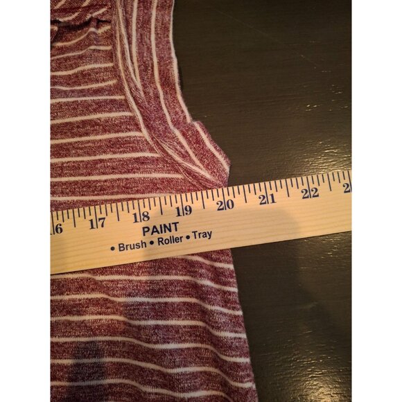 New Directions 3/4 Button Front Cap Sleeves Top Womens Size Large Red Striped - Picture 7 of 8